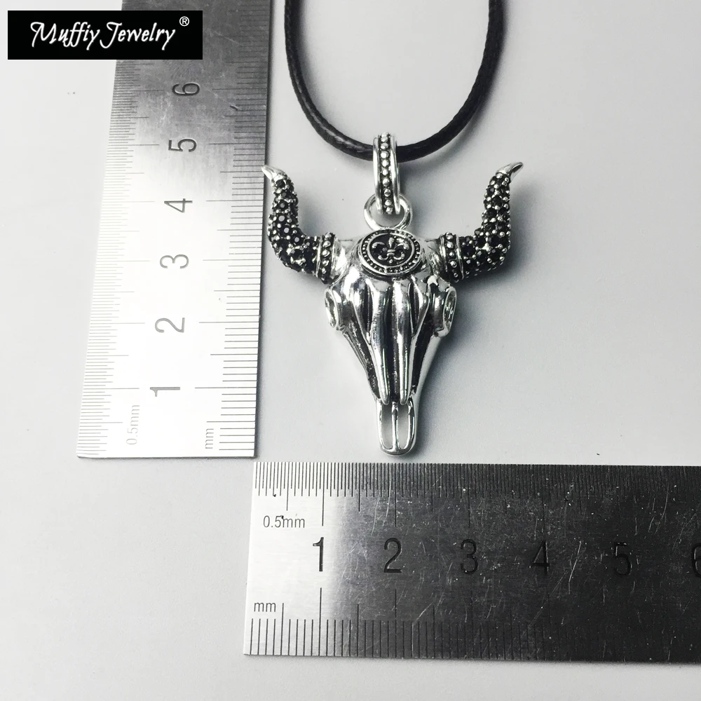 Bull Skull Leather Necklace,Europe Style Glam Fashion Good Jewelry For Women,2019  Gift In 925 Sterling Silver,Super Deals
