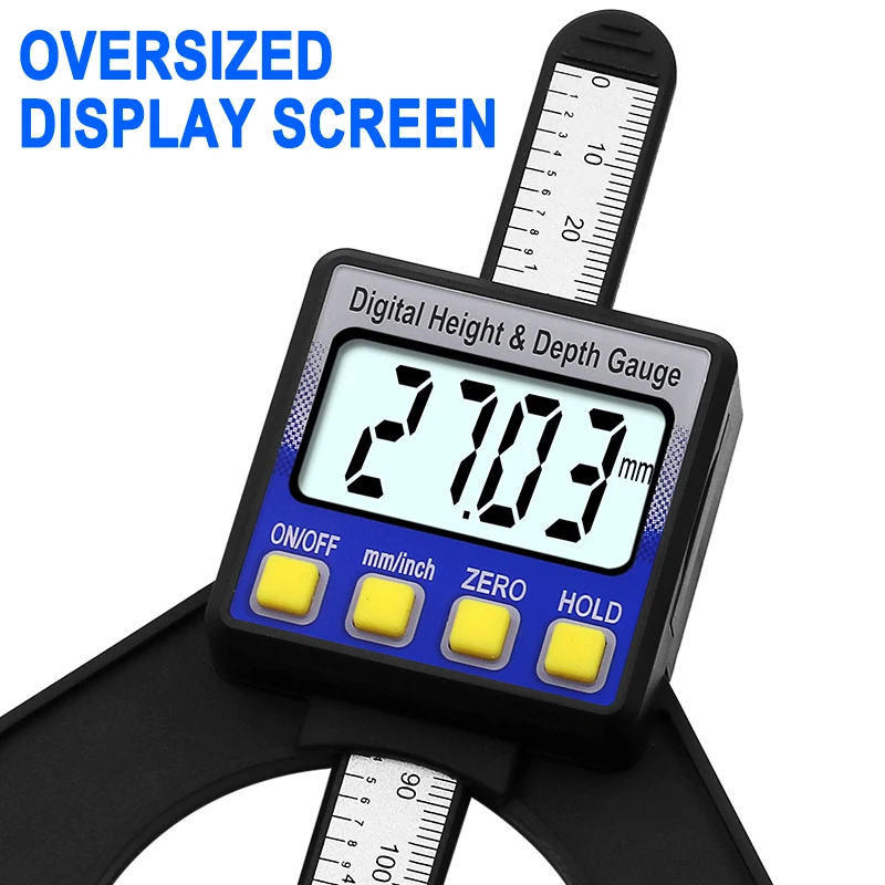 Digital Depth Caliper height gauge Digital Tread Depth Gauge LCD Magnetic Self Standing Aperture 0-80mm