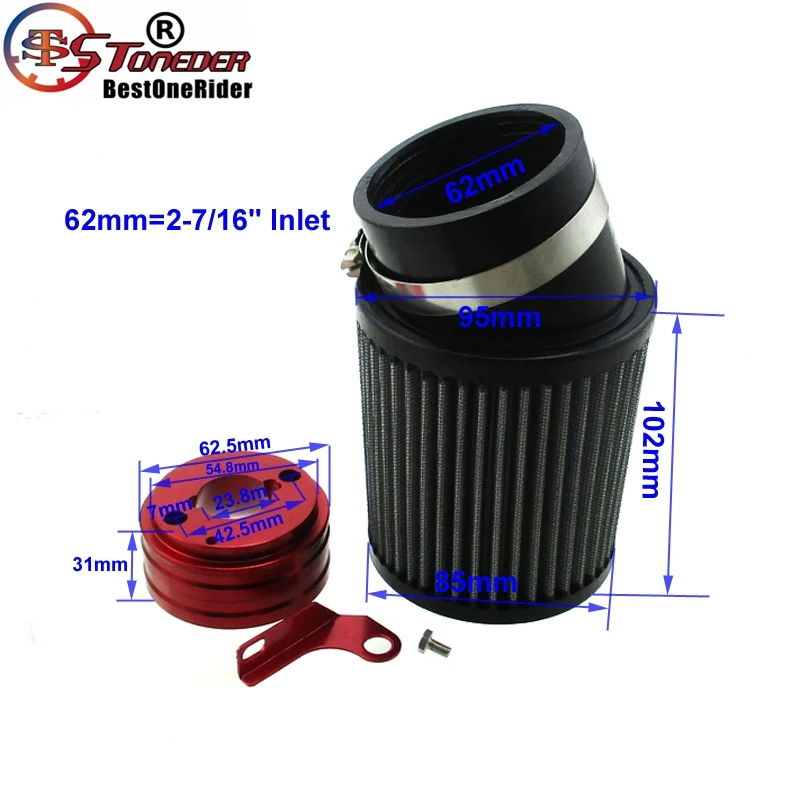 STONEDER Air Filter & Adapter Kit For 6.5 HP Honda Clone GX160 GX200 Predator 212cc Engine Go Kart Racing Cart Mini Bike