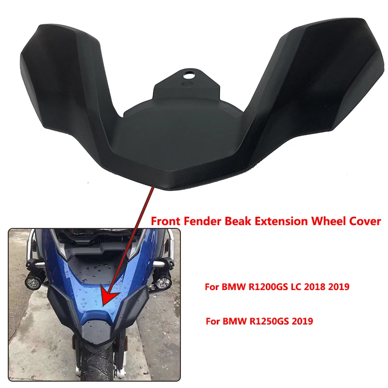 

Motorcycle Parts Front Fender Beak Extension Wheel Cover Cowl Black for MW R1200GS LC 2018 2019 R1250GS 2019