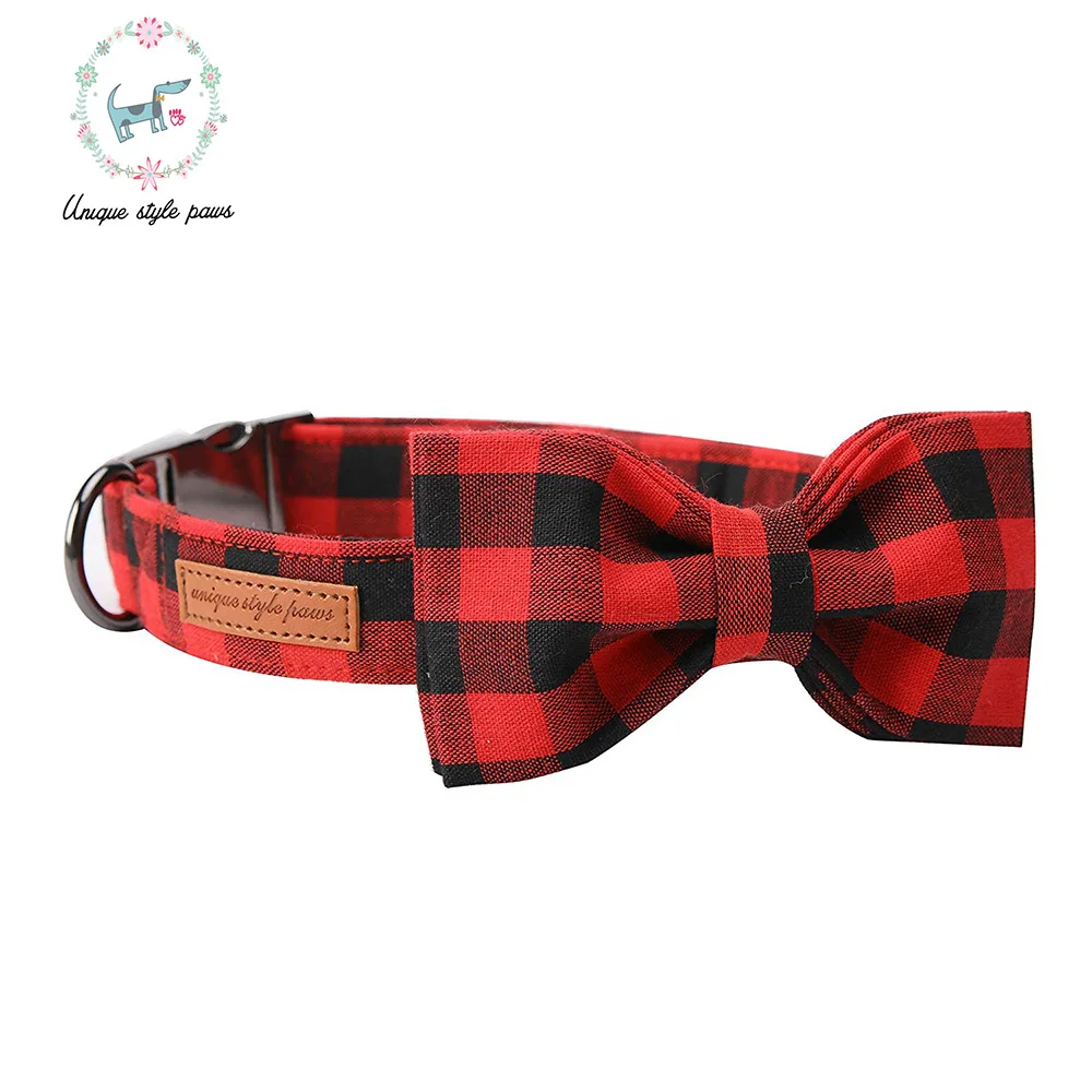 Unique Style Paws Christmas Plaid  Dog Collar And Leash Set Gift for Dog Pet Product