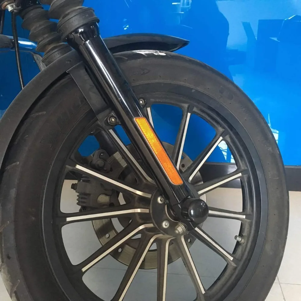 Motocyklowe pomarańczowe przednie reflektory na przedni widelec do dolnych nóg Harley Touring Softail Dyna Sportster Fatboy Road Glide — zdjęcie 4