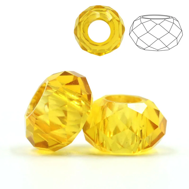 20Pcs Crystal Glass Big Hole Beads 8x14mm Red Spacer Large Hole Beads Bracelet DIY Jewelry Faceted Rondelle Crafts Wholesale