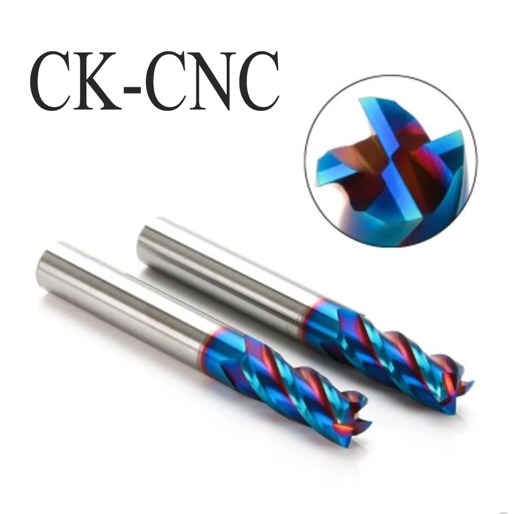 SAK tungsten steel milling cutter 4 blade 65 degree nano blue coating high hardness end mill CNC numerical control tool carbide