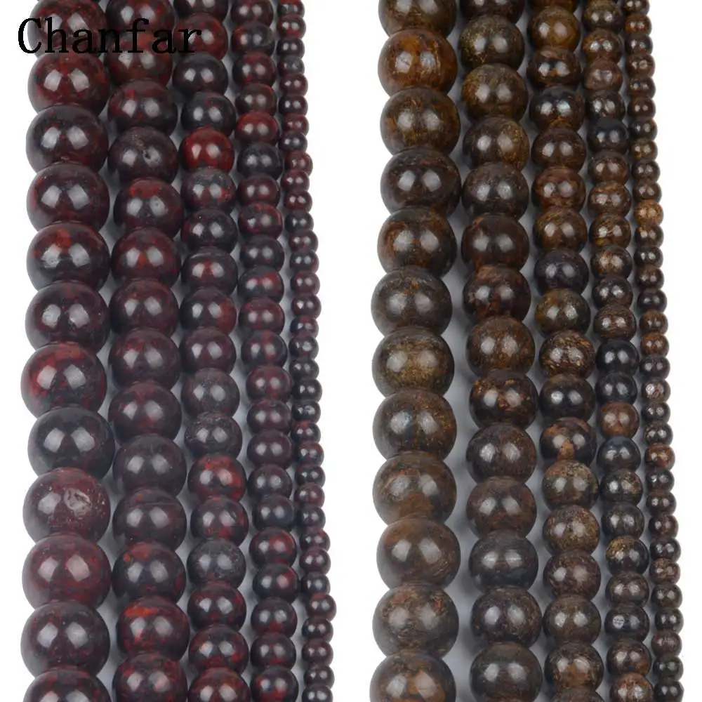 4mm 6mm 8mm 10mm China Flower Red Stone Bronzite Smooth Round Stone Beads Accessory Of Bulk Jewelry Loose Beads