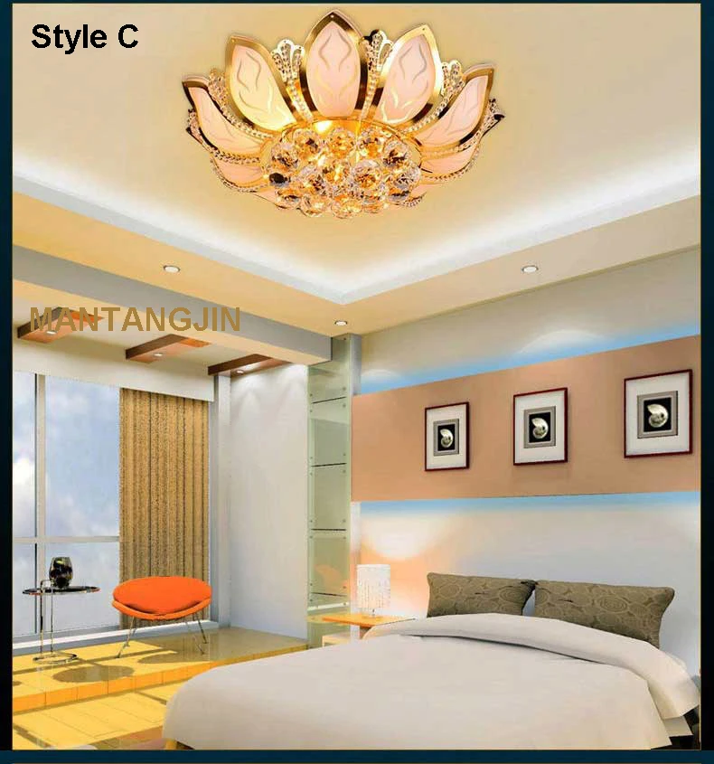 E14 Lotus Flower Modern Ceiling Light With Glass Lampshade Gold Ceiling Lamp for Living Room Bedroom lamparas de techo abajur