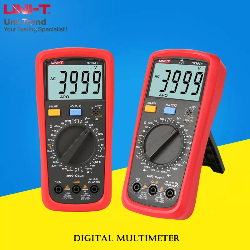 UNI-T UT39A+/UT39C+/UT39E+ Manual range Digital Multimeter; resistance/capacitance/frequency/hFE/NCV/temperature test