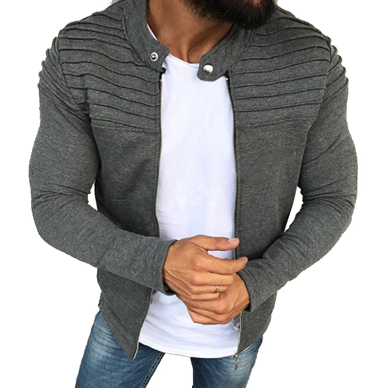 DIMUSI Autumn Winter Mens Jacket Fashion Man Zipper Slim Collar Jacket Tops Long Sleeve Motorcycle Coats Outerwear Jacket Hommes