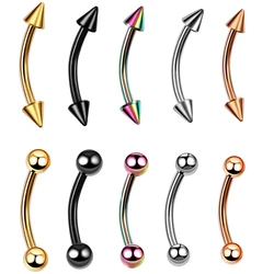 16g Colorful Spike&Ball Curved Eyebrow Barbell Piercing G23 Titanium Banana Eyebrow Ear Cartilage Tragus Piercing Jewelry
