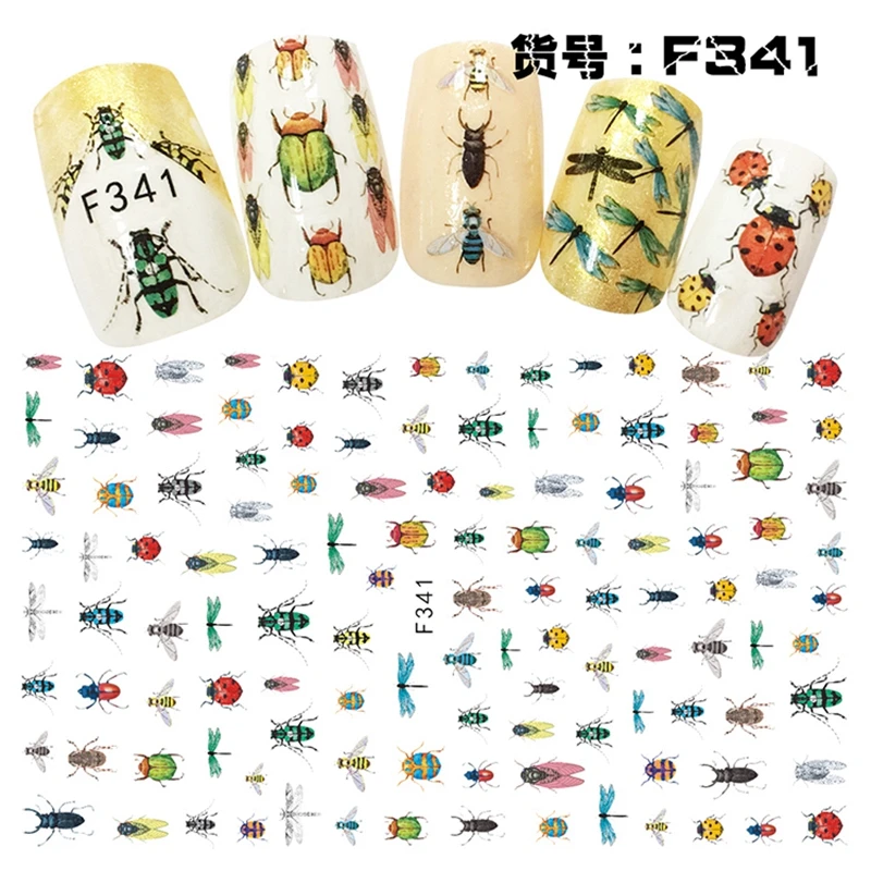 Self-adhesive Insect Nail Sticker Decals For Nail Art Tips Decorations Manicure Fake Nails Supplies Butterfly Dragonfly Bee