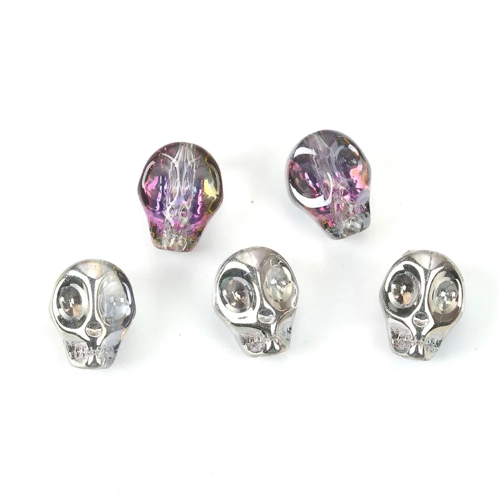 DoreenBeads Glass Beads Skull At Random About 10mm( 3/8