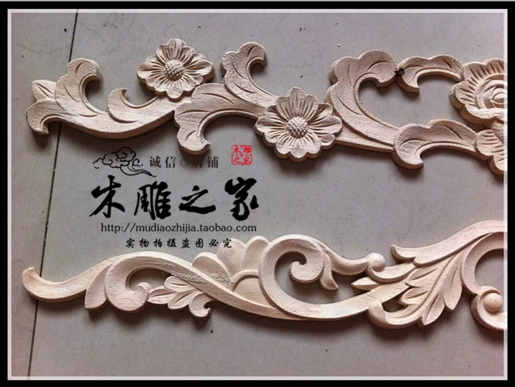 Dongyang woodcarving rose flower applique flower patch horned European carved furniture cabinet door wood flower bed