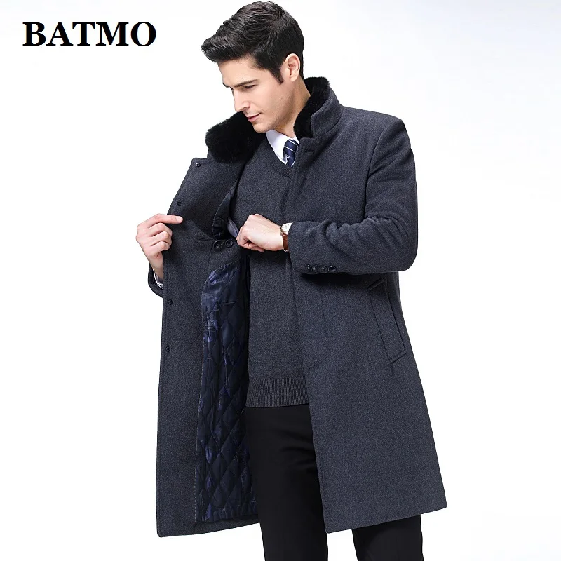 BATMO 2023 New Arrival Autumn&Winter High Quality Wool Long Trench Coat Men,men\'s wool jackets,warm Overcoat,M-4XL,8808