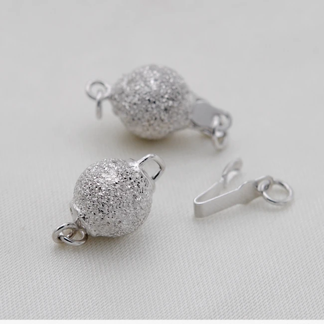 8mm Ball Dull Polish Silver Clasp S925 Sterling Silver Necklace&Bracelet Connector Clasp 3Pcs/Lot