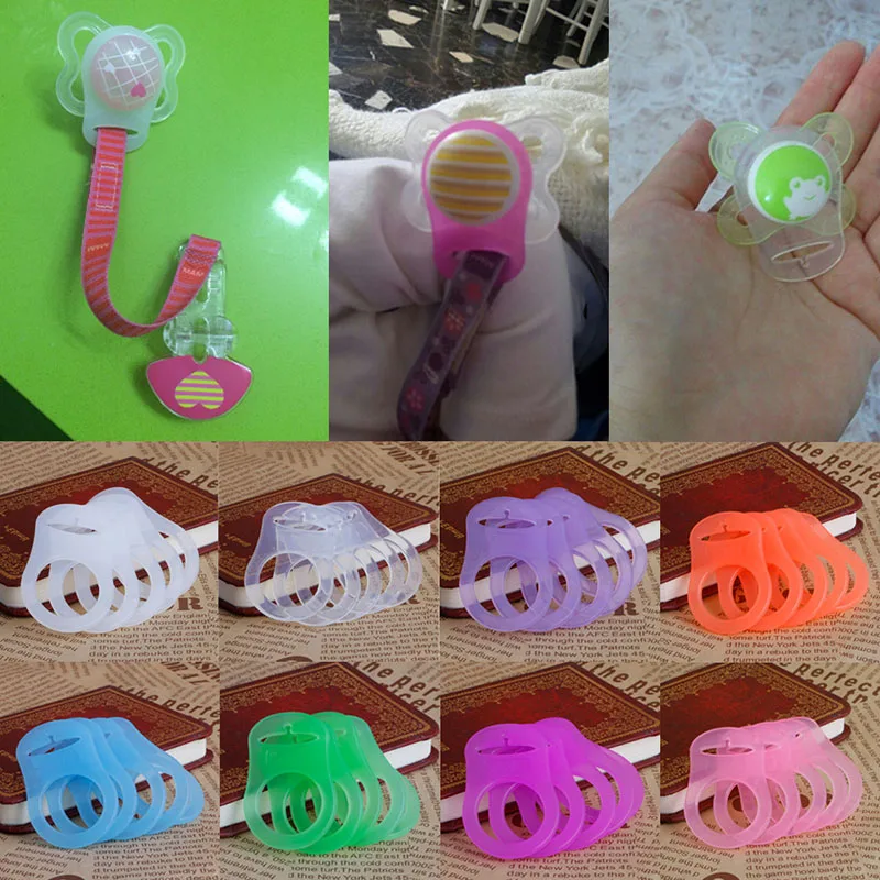 5Pcs Multi Colors Silicone Baby Dummy Pacifier Holder Clip Adapter for MAM Rings Chupeta Pacifier Clips