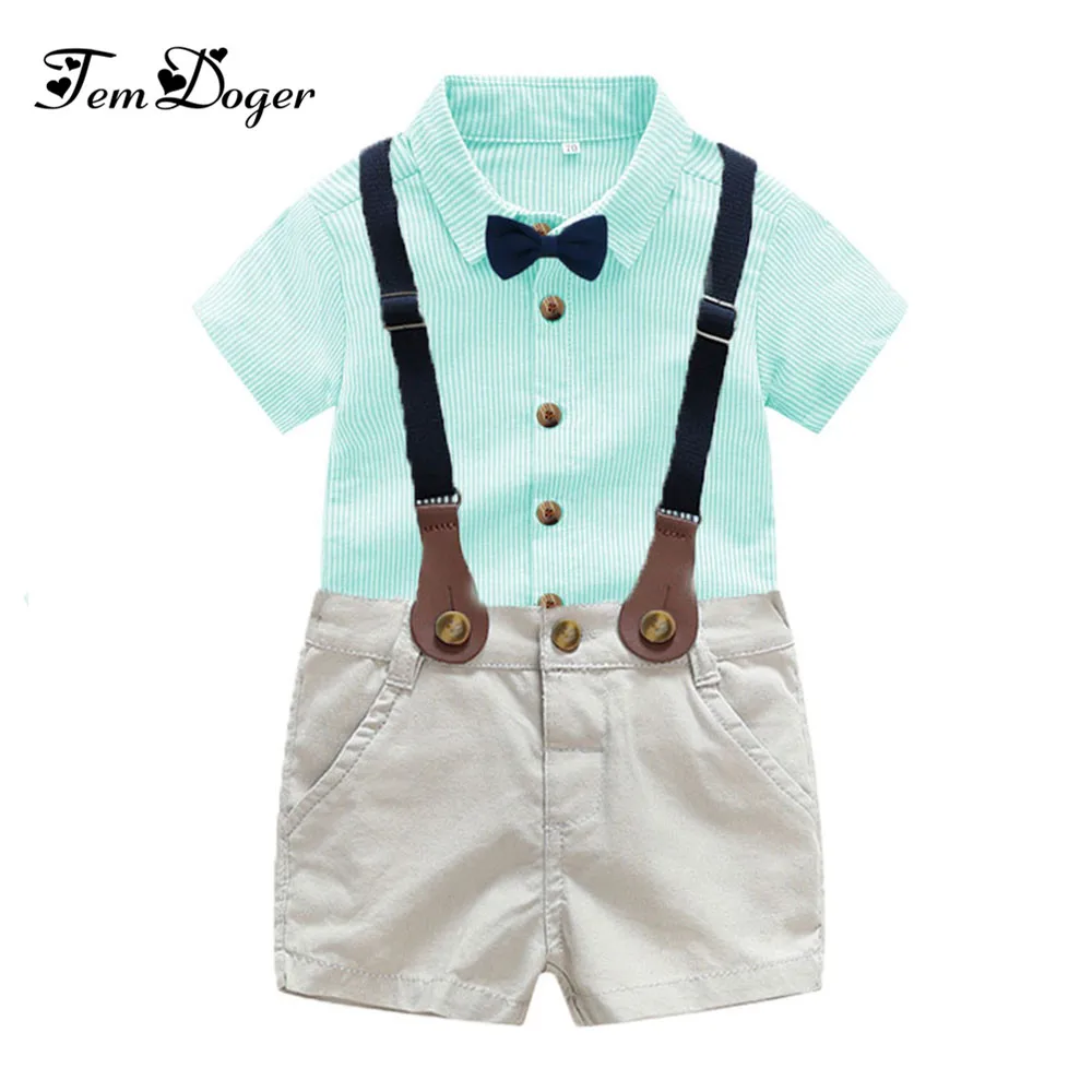 

Tem Doge Baby Clothing Sets 2018 Summer Infant Newborn Boy Clothes Shirt+Short Overalls 2PCS Gentleman Outfits Bebes Casual Suit