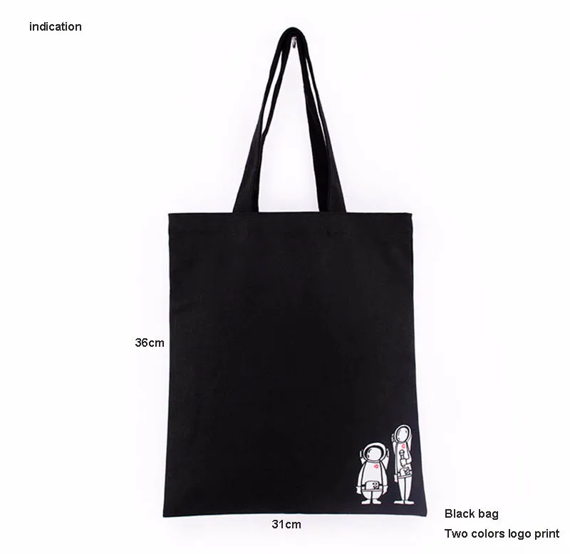 

100 pcs Size 36cm*31cm Customized Logo Silkscreen Print Company Black Tote Bag Fashion Eco Green Cotton Canvas Shopping Bags