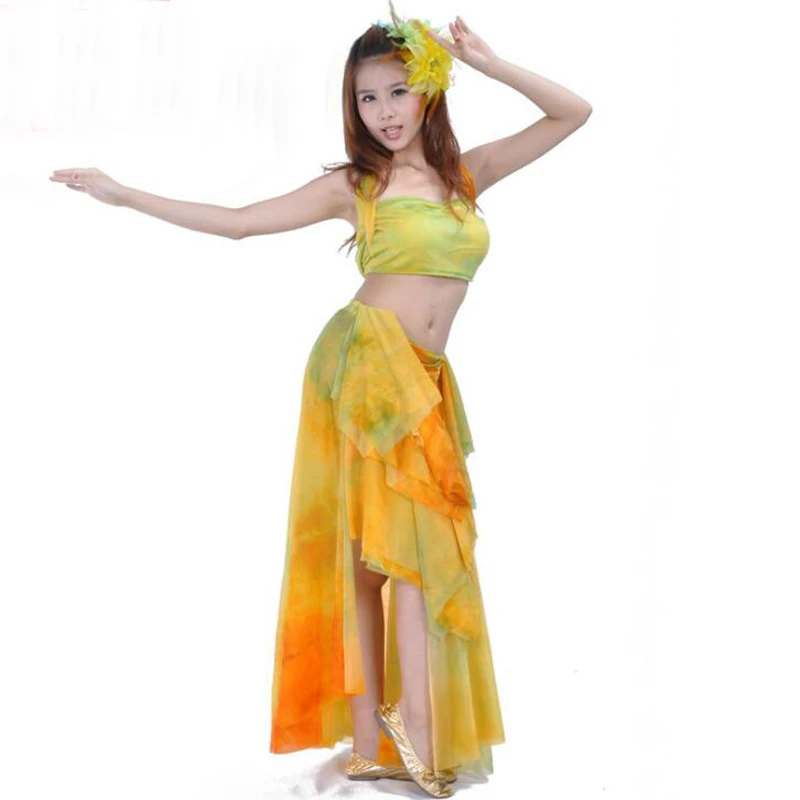 high quality Tops/Skirt/Tops+Skirt Gypsy Belly Dancing Practice Suits Sexy  tie-dyed design Oriental Dance Costumes 2 colors