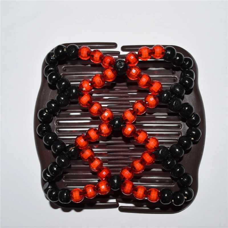 standard comb red  Polyhedron  bead in bead and black  beads 12pcs/lot  african butterfly magic comb