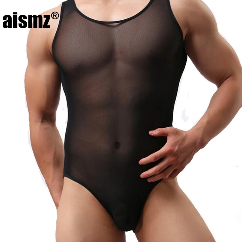 Aismz male belly slimming underwear net yarn corset transparent shapers men\'s underwear clothing bodysuit men ultra-thin