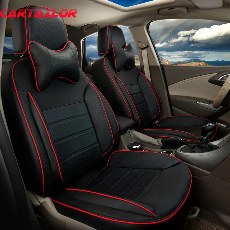 

CARTAILOR PU Leather Car Seat Covers Custom for Skoda Octavia Seat Cover Set Interior Accessories Cover Seats Supports Cushions