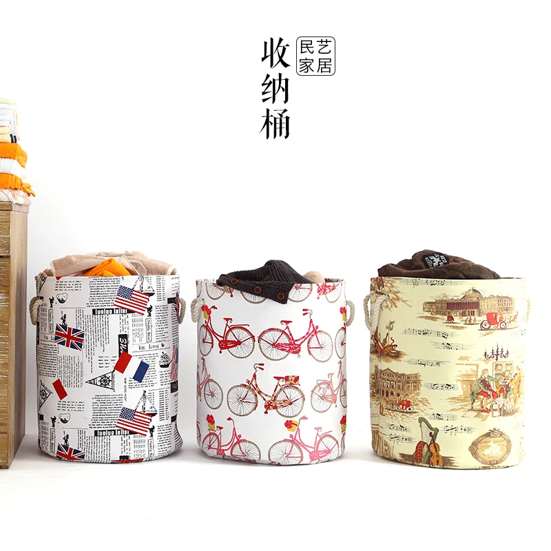 Folk Art Direct Japanese household bathroom storage baskets Storage Basket canvas toys oversized debris Laundry barrels