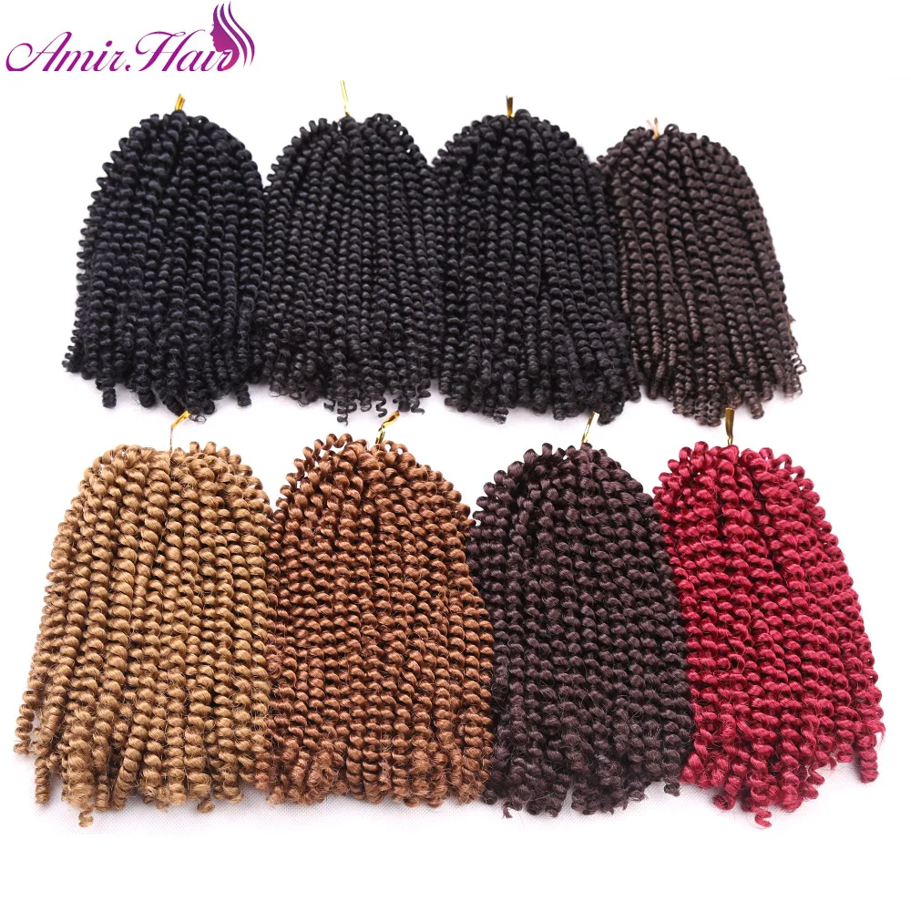 Amir Ombre Bounce Fluffy Synthetic Braiding Black Blond Spring Twist Crochet Braids Hair Extentions Mega Hair 30Roots /Pcs