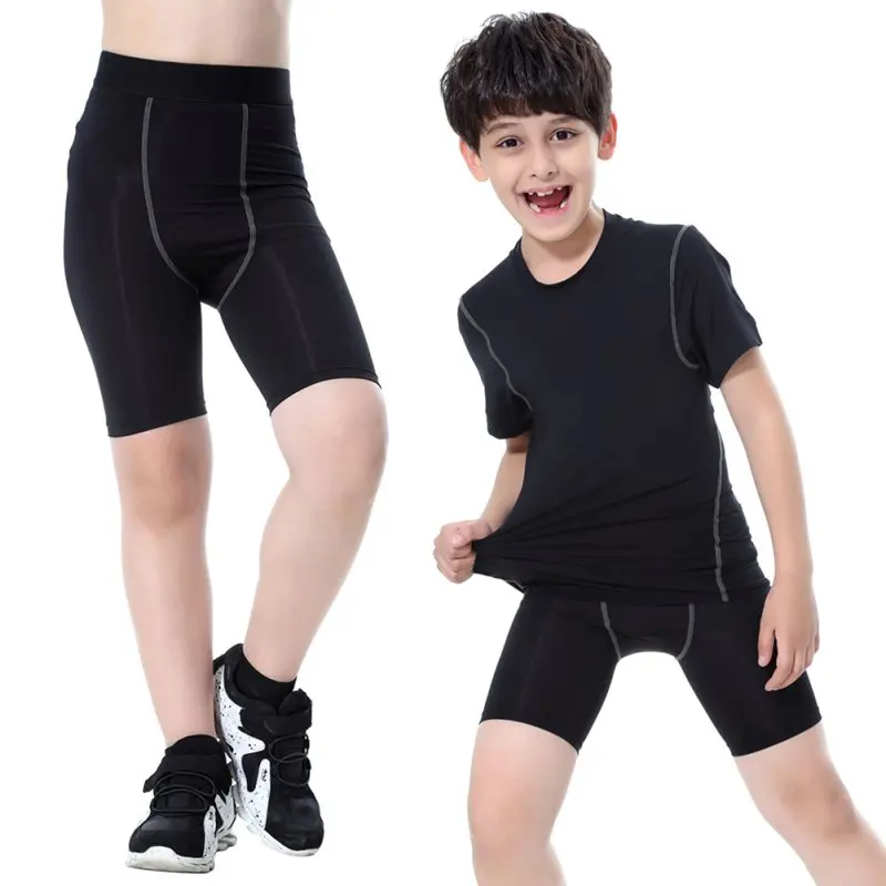 Pantalones cortos deportivos de secado rápido para niños, transpirables, compresión, capa Base, mallas para correr, ropa deportiva de piel, pantalones cortos de Fitness