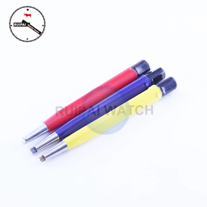 3pcs/set Scratch Brush Kit Fibre Glass / Brass / Steel 3 types brush stick  Brush pen Watch / jewellery Surface Dust Remover Pen