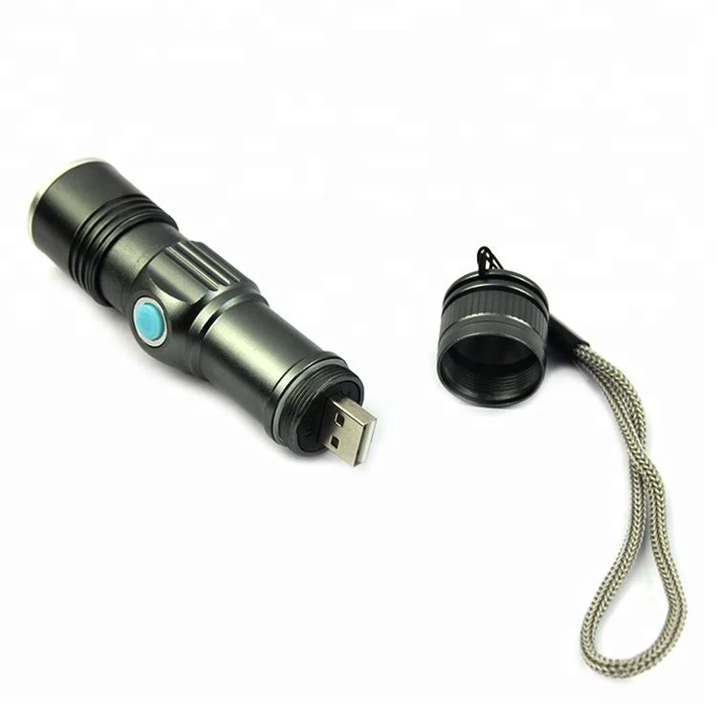 Zoom USB Inside Battery Powerful LED Flashlight Portable Light Rechargeable Tactical Torches