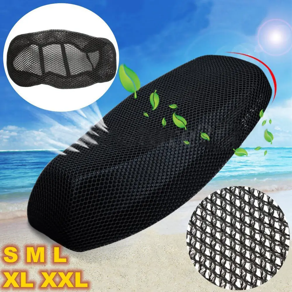 Black Reliable Fastening 3D Sun Block Motorcycle Electric Bike Sunscreen Seat Cover Net Breathable Waterproof  Protector Cushion