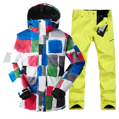 GSOU Snow Skiing Jacket and Pant Suit for Men, Windproof, Waterproof, Thermal, Snowboard Clothing, Trouser, Outdoor Sport Wear