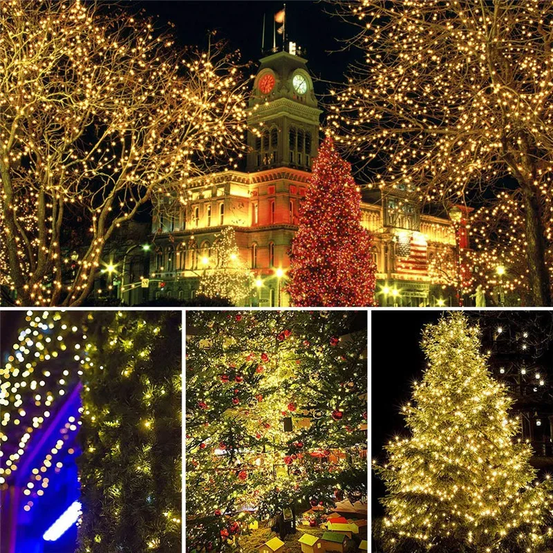 12V 10M 20M 30M 50M Holiday LED String Light Copper Wire Starry Rope Waterproof Flexible Fairy Lights Party Garde+Power Adapter