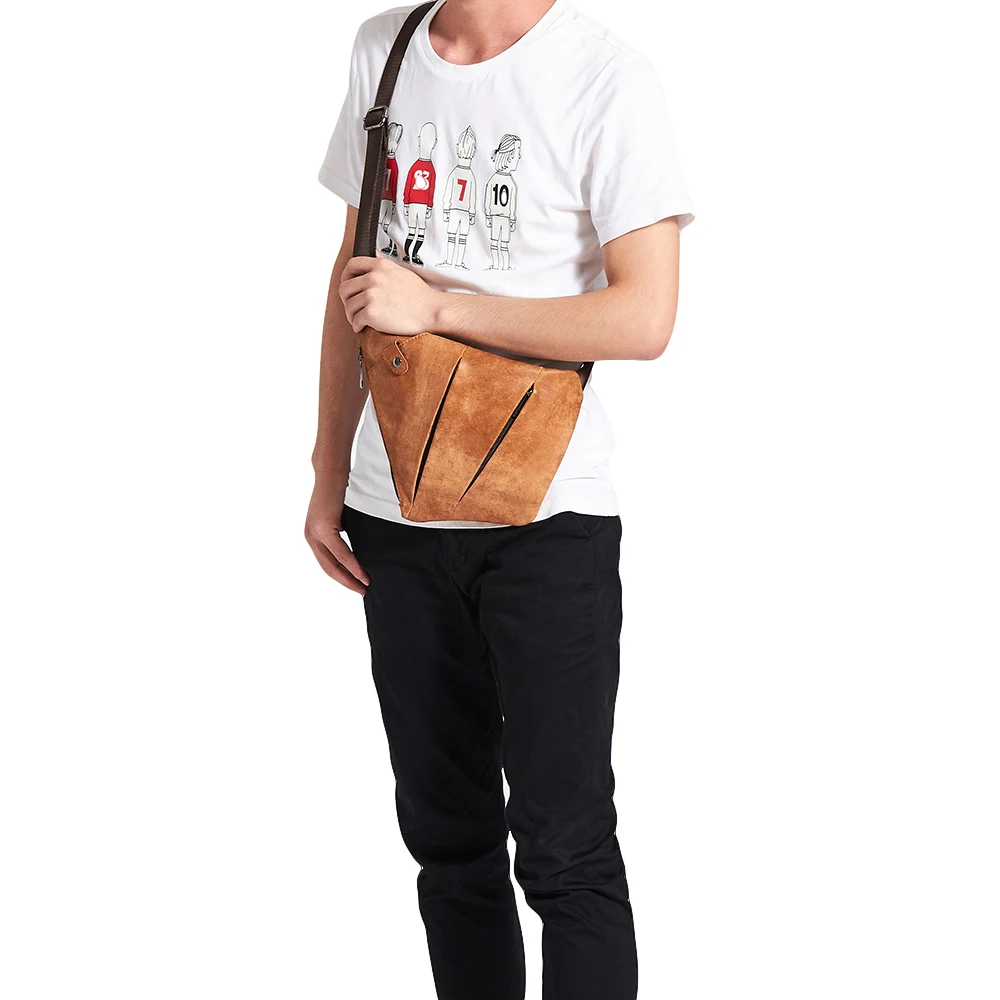 YIR-Sac à Bandoulière en Cuir group pour Homme, Petit Sacoche de Poitrine avec Chaîne pour Téléphone