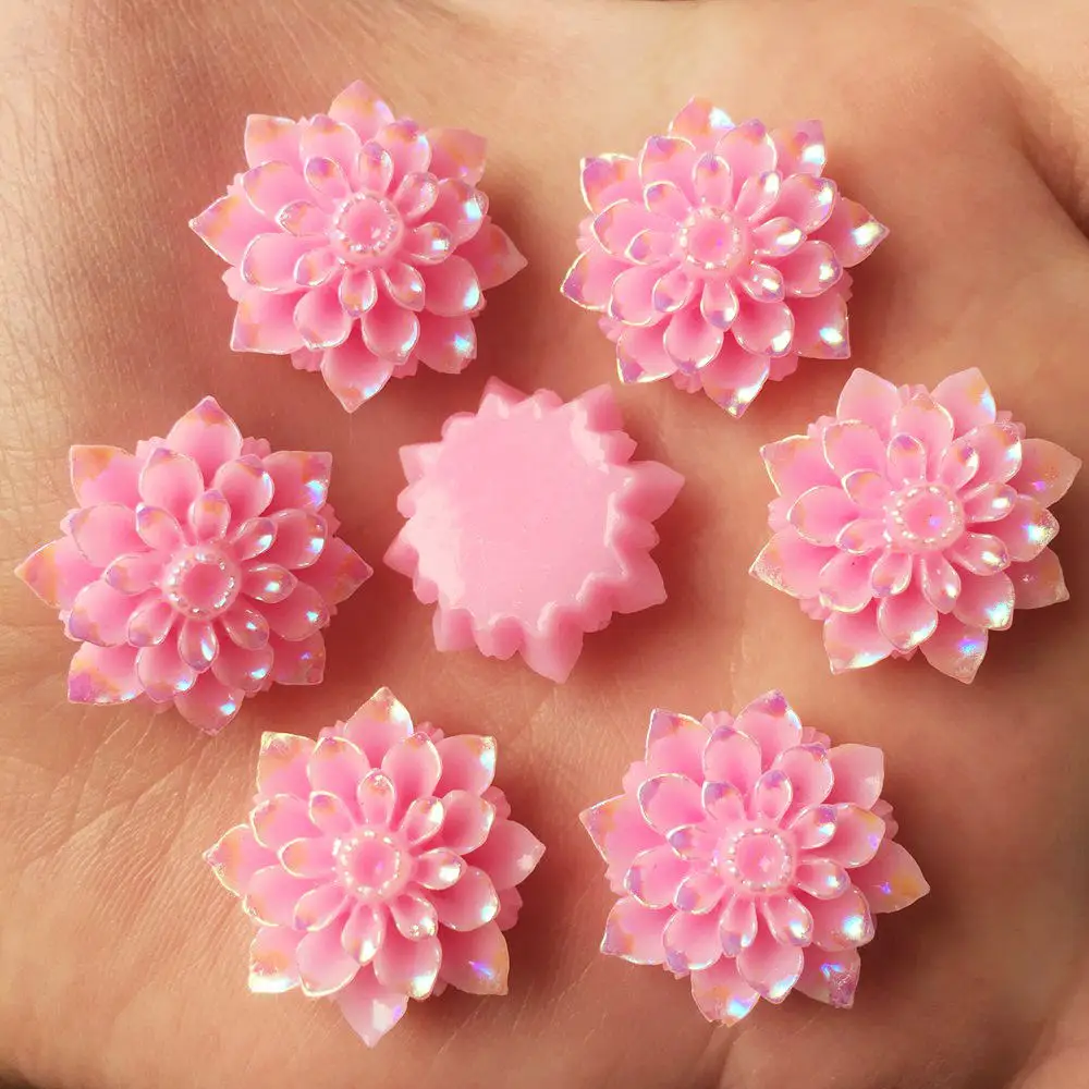 New DIY 10pcs 20mm AB Resin Cute Flower Flatback Stone Wedding Buttons Craft Scrapbook R283