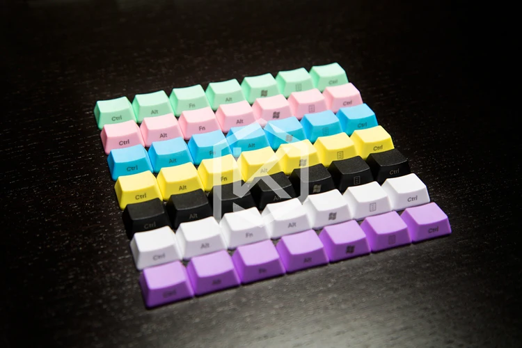 PBT modifier Keycaps 14 Keys in OEM Profile With Cherry MX Stems front printed top printed legend red black blue purple pink