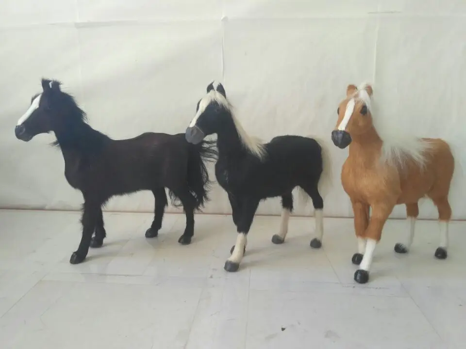3 pieces a lot simulation horse toy resin&fur new horse model gift about 22x24cm 1517