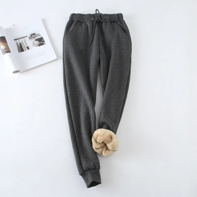 

Winter Women Long Cotton Pencil Trousers Warm Thick Velvet Harem Pants Ladies Tie Bow Elastic Waist Casual Lambswool Pants A1533