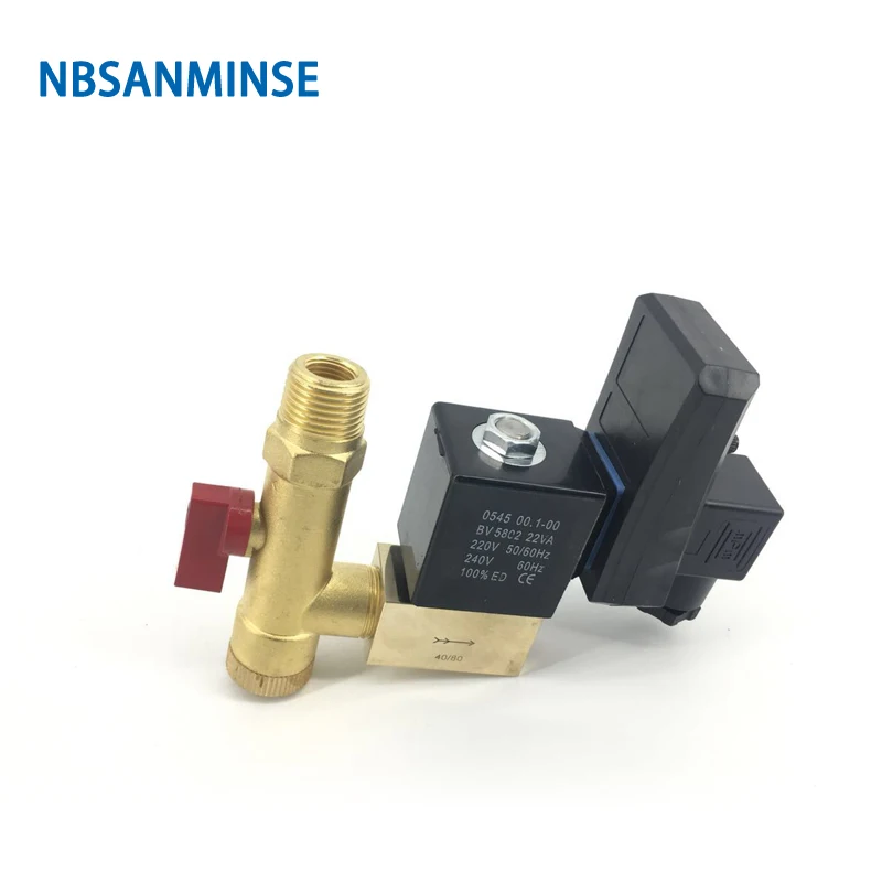 SR-G-15 4Mpa G 1/2  High Pressure Solenoid For Electronic Drain Valves Air Compressor Valve Brass Solenoid Drainer NBSANMINSE