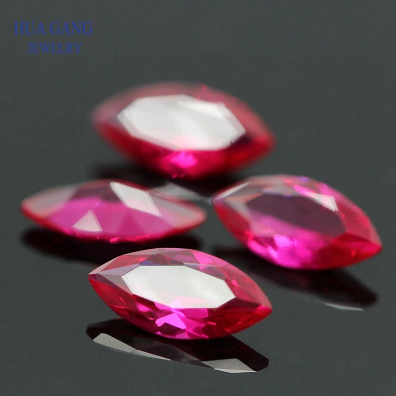 5# Rose Red Marquise Shape Brilliant Cut Synthetic Corundum Stone For Jewelry Size 1.5x3-10x20mm