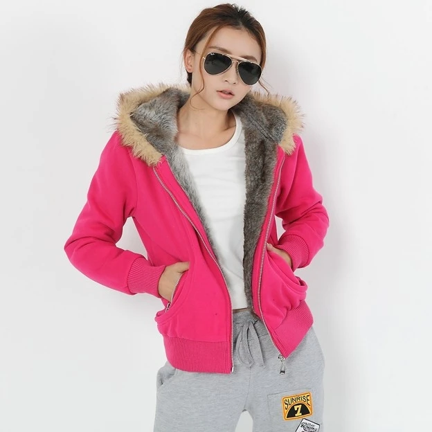 5XL Wholesale Winter Coat Sweatshirt Hoodies Fur Hooded Outwear Women Clothing Cardigans Thick Coat Jacket C5410