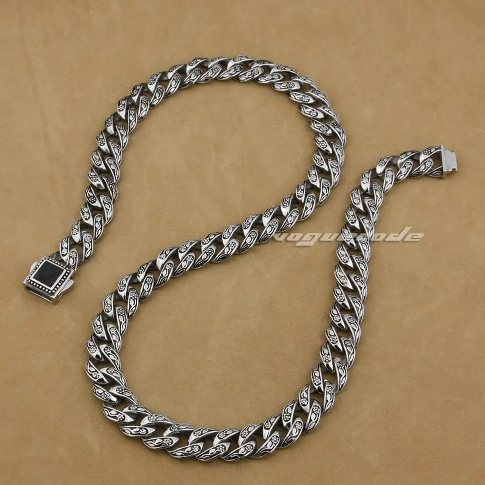 

316L Stainless Steel Rose Flower Mens Biker Necklace Chain 4R013N