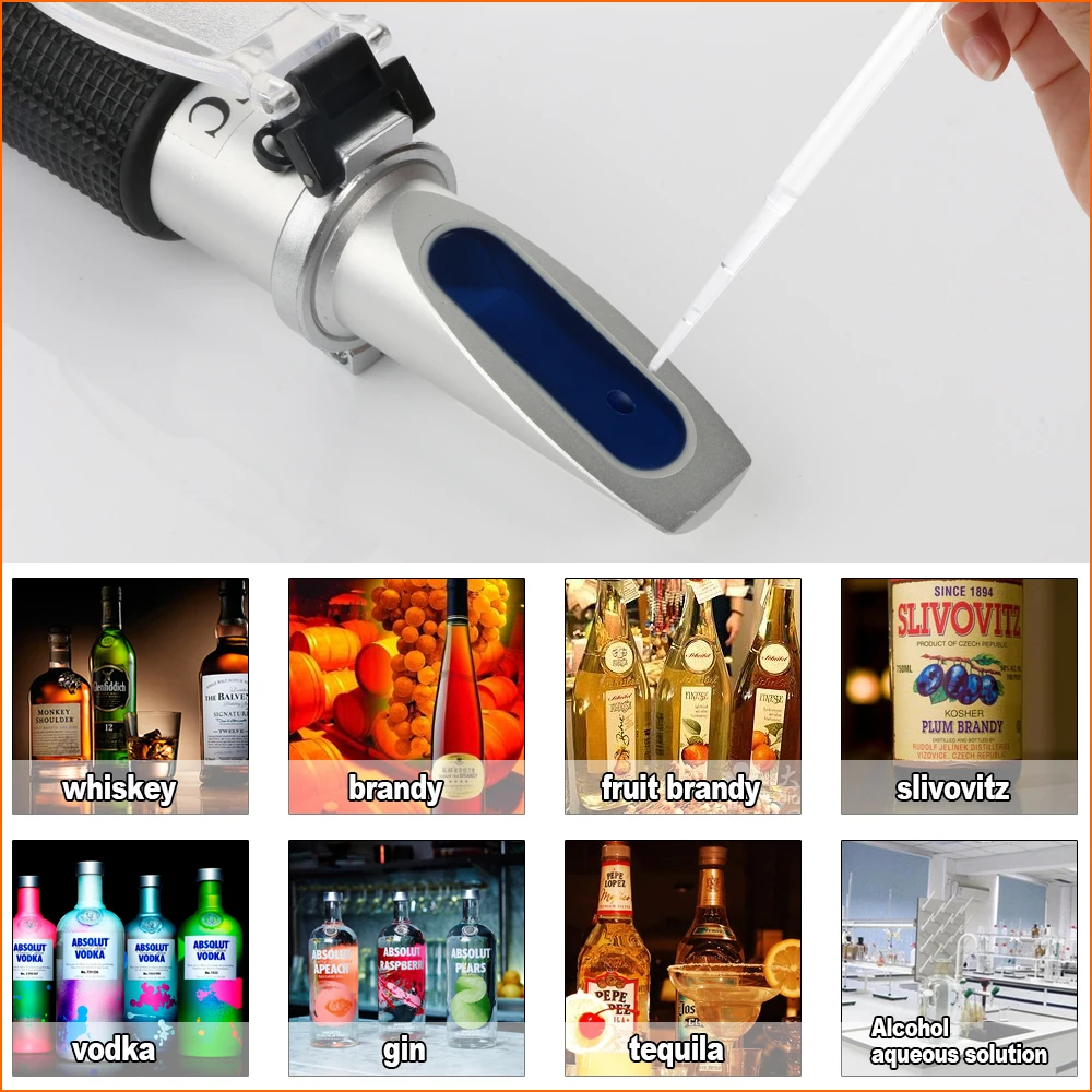RZ Refractometer Alcohol Portable Auto Digital Wine Refractometer 0-80 Glycol Handheld Atc Brix Refractometer Beer Box RZ116