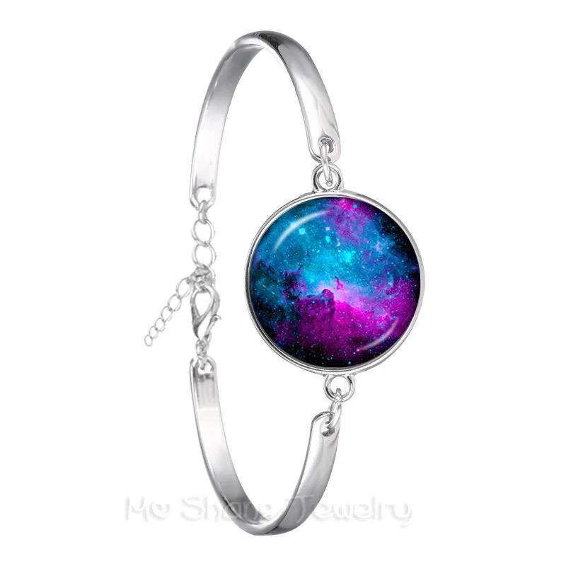 Nebula Space Universe Galaxy Crescent Star Jupiter Saturn Uranus Pluto Outer Space Universe Charm Bracelets Women Men Girl Gift