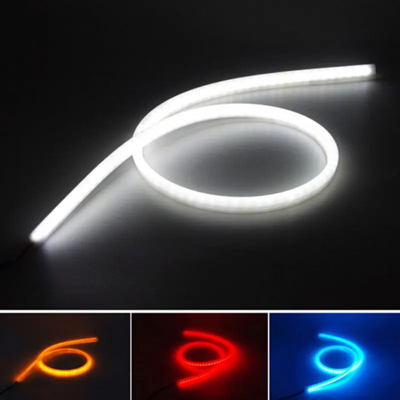 Car Flexible DRL LED Switchback Lights Daylight Guide Bar 45cm Tear Eye Lamp Monochrome Steering Lamp Soft Lamp Bar