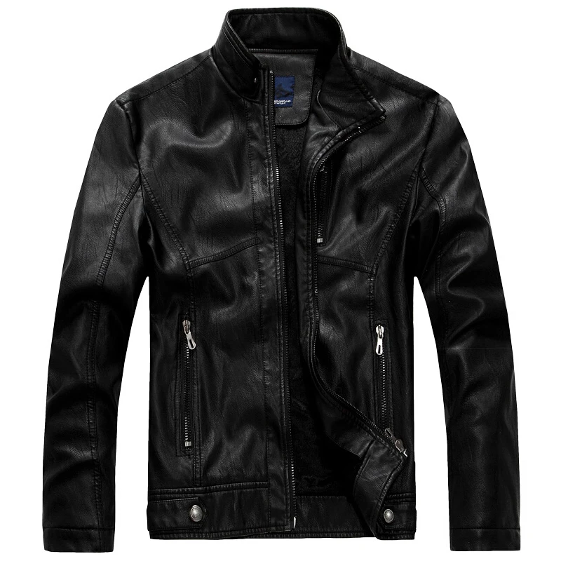 

Leather Jacket Men Bomber Jacket Jaqueta De Couro Csaco Mens Stand Collar Leather Jackets Veste Homme Velvet Motorcycle Coat