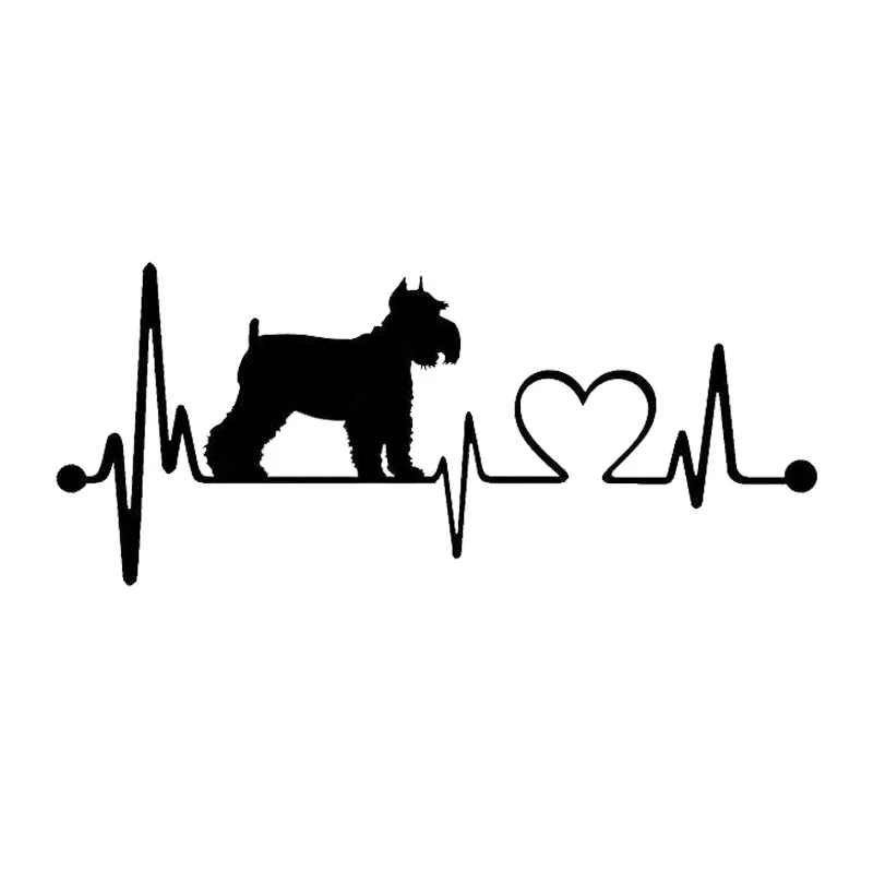 17 * 7.2CM Schnauzer Heartbeat Dog Cute Animal Window Bumper Decoration Decal Cartoon Sticker Car Accessories Jdm