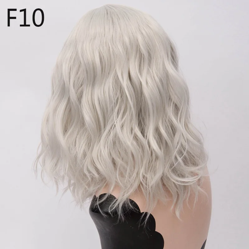 MSIWIGS Frau Kurze Silber Weiß Synthetische Perücken für Frauen Hitze Beständig Cosplay Haar Rosa Blonde Perücke