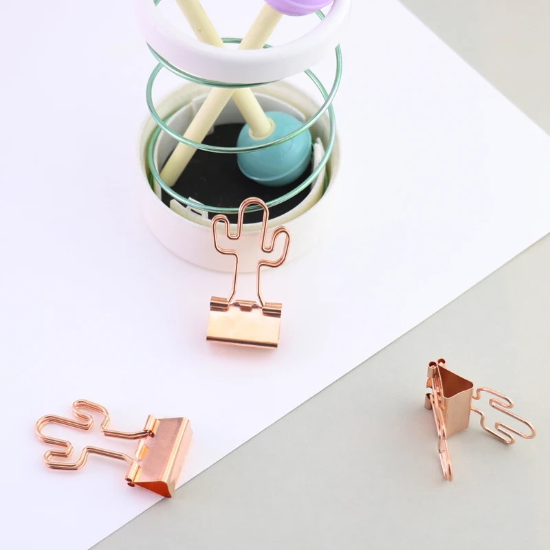 TUTU 12pcs/lot Solid Color Rose Gold Metal Binder Clips Notes Letter heart shape Paper Clip Office Supplies H0026