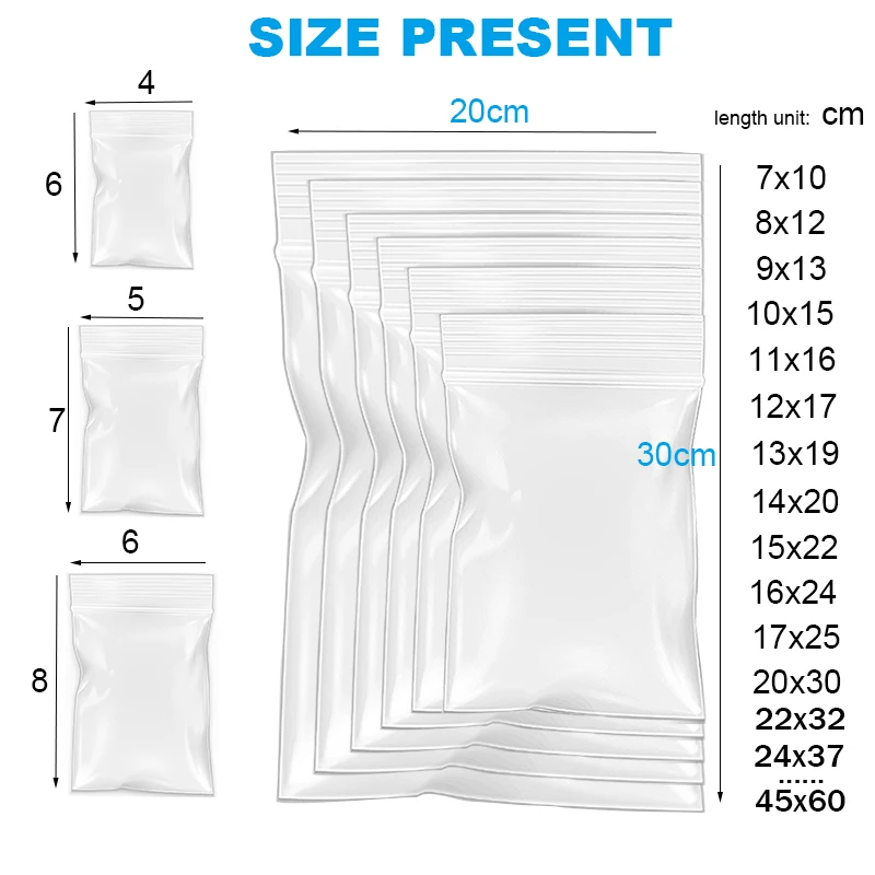 Thick Clear Zip Lock Ziplock Storage Bags Heavy-Duty Transparent Plastic Zip Package Small Jewelry Packing Reclosable Poly Bag